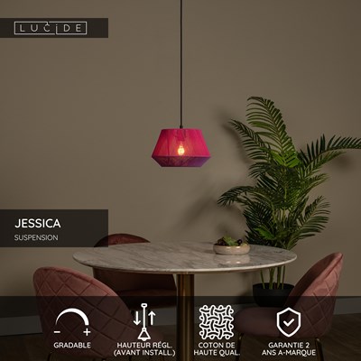 Lucide JESSICA - Suspension - Ø 30 cm - 1xE27 - Rose